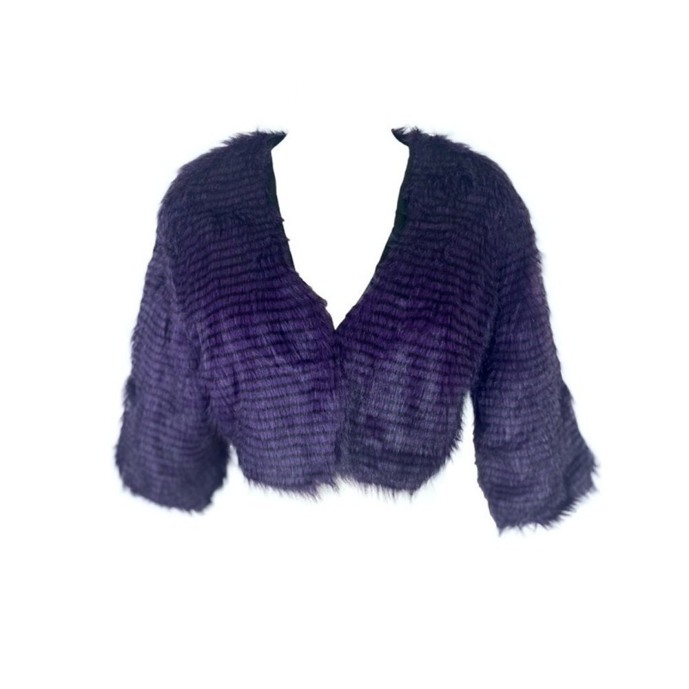 Faux Mink Fur Bolero Jacket Purple Black Fabulous